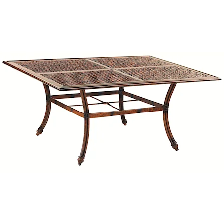 Tropical 64" Square Dining Table with Square Stretcher Ready to Assemble